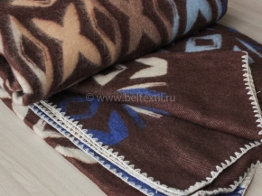 Одеяло п/шерсть 70% 190*205 жаккард цв. коричневый с синим