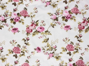 Ткань бельевая 17с-1ЯК п/лен набивной рис. Роза прованс на белом, 150см
