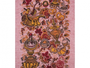 Ткань полотенечная хоз. арт.4С-49ЯК ширина 50см лен 50%, хлопок 50%, пл.220г рис Маки на бордо