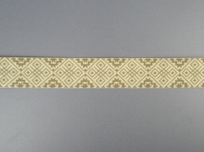 30мм. 91361/30 ЛЕНТА ОТДЕЛОЧНАЯ ЖАККАРД льняной с оливк*2523*210, 30мм (рул.25м)