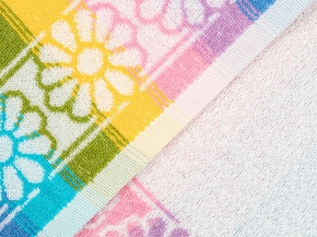 6с104.411ж1 Ромашки (белая радужка) Полотенце махровое 67х40см