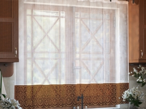 м444А ЗАНАВЕСКА белый с коричневый 1.45 м*2.75 м