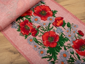 Ткань полотенечная хоз. арт.4С-49ЯК ширина 50см лен 50%, хлопок 50%, пл.220г рис Маки на бордо