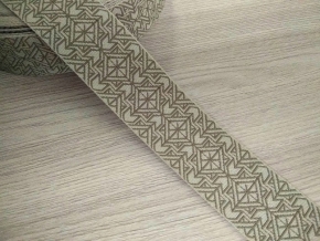 30мм. 91301/30 ЛЕНТА ОТДЕЛОЧНАЯ ЖАККАРД льняной с оливковым*2523, 30мм (рул.25м)