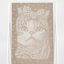 6с102.511ж2 Кошка в горошек(лен3) Полотенце махровое 67х150см