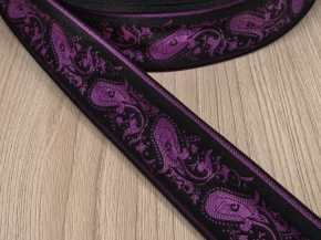 33мм. 4С508Ч-Г50 (рис.1407) ЛЕНТА ОТДЕЛОЧНАЯ черный с сирень 33мм (рул.50м)