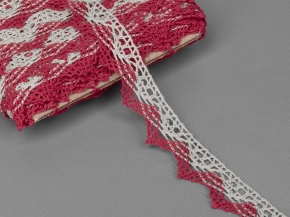 К-024-122-3/8 Кружево 24мм, льняной/малиновый