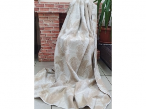 Одеяло байковое 220*205 жаккард "Перья" цв.беж (Россия ВВТ)