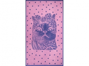 6с103.412ж1 Кошка в горошек(пурпурн3) Полотенце махровое 50х90см
