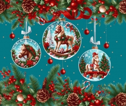 Вафельное полотно арт. 60 наб. гр рис. 29402/1 Лошадки на удачу, 50см